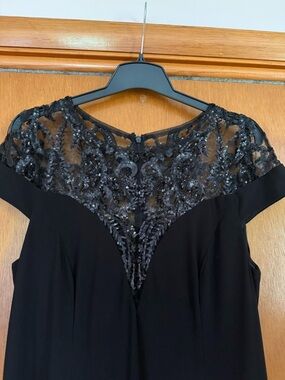 Women’s Black Sequin Lace Illusion gown